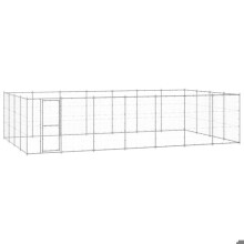 Chenil exterior jaula cercado parque animales perro exterior acero galvanizado 33,88 m² 02_0000420