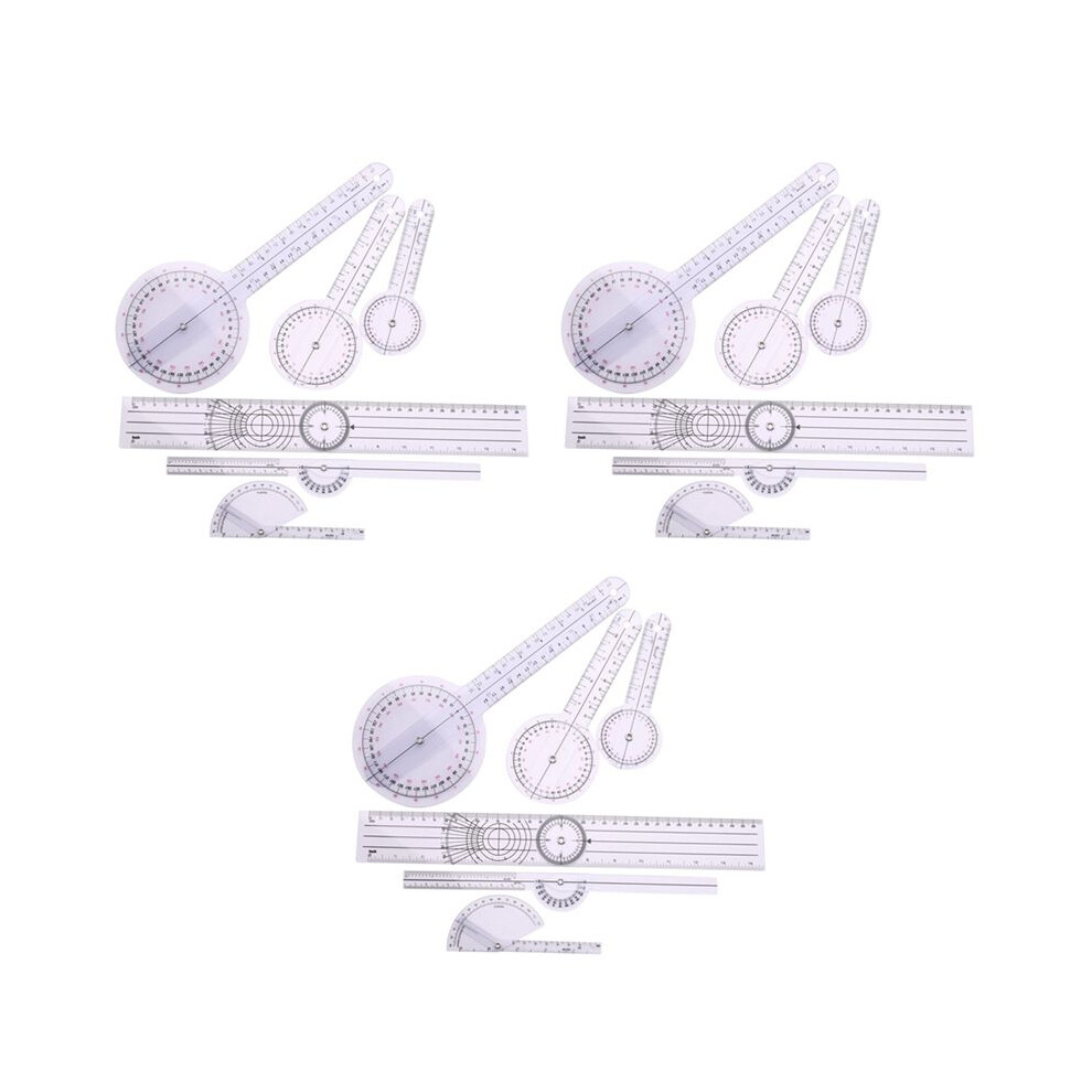 Jojomino 18Pcs Spinal Ruler Spinal Finger Goniometer Protractors Multi-Ruler Angle 180/360 Degree Measuring Tool