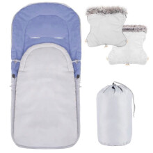 Springos sacco nanna universale per passeggino, slitta, seggiolino auto e carrozzina 4 in 1 | 90 cm - blu / grigio