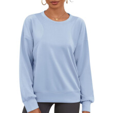 Sweat-shirt oversize pour femme à manches longues sport chic bleu taille L