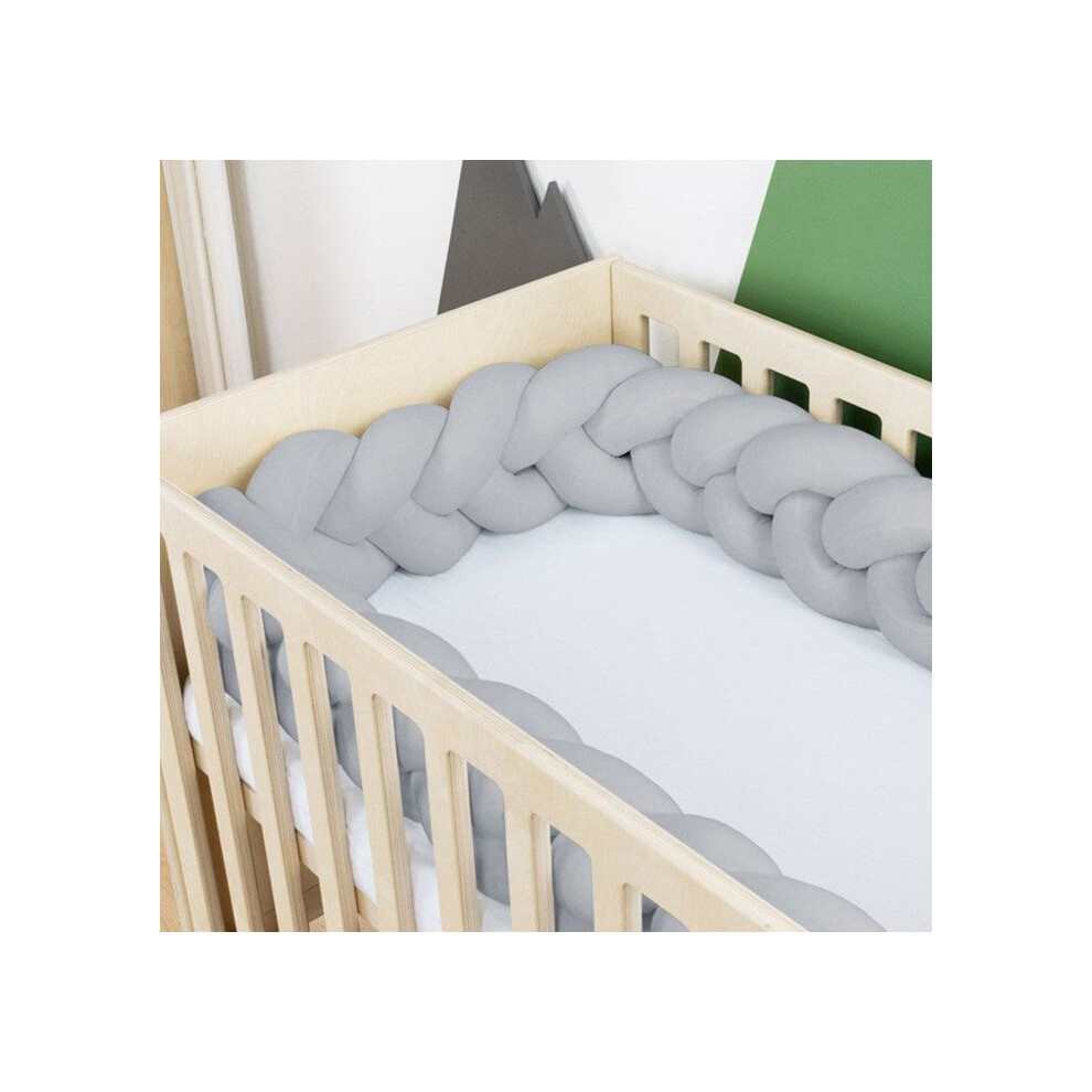 Benlemi Braided Cot Bed Bumper Gray Oeko Tex Anti-Allergenic - 200 Cm