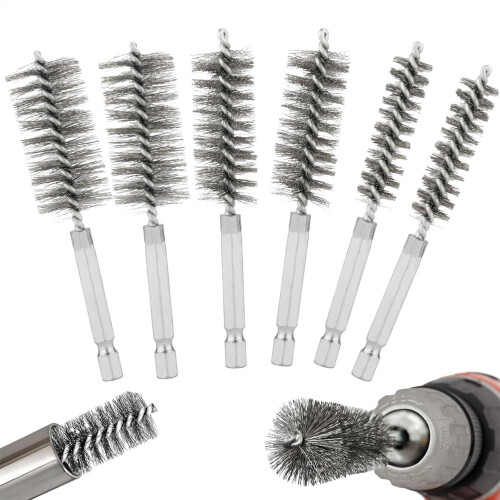 Wire brush for drills, drill hole cleaning brush set with hex shank
