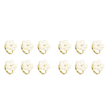 Napkin Rings Set of 12 Napkin Rings Holders White Flowers Napkin Buckles Elegant Napkin Holders for Dinner Table