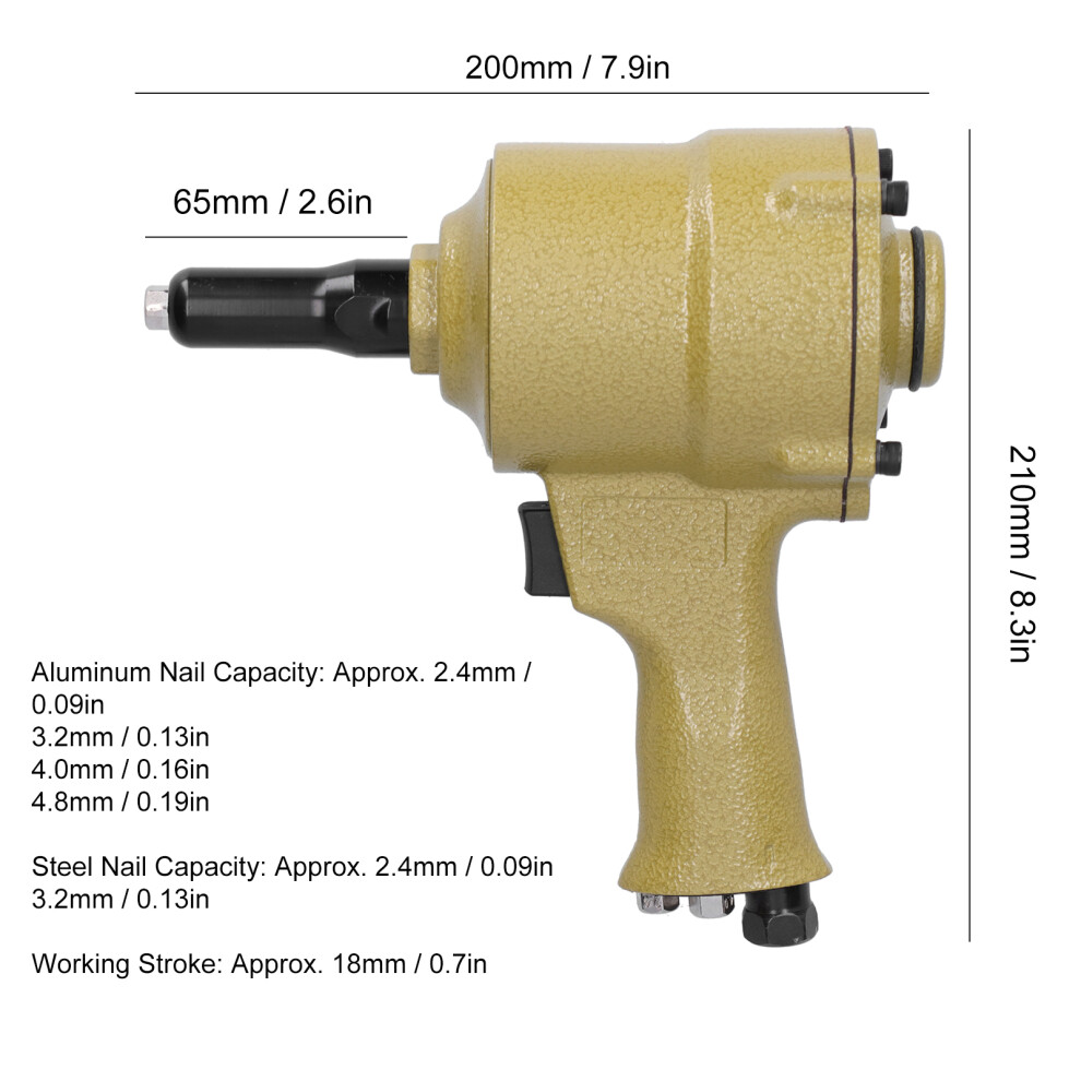 2.4-4.8Mm Pneumatic Riveter Air Rivet Pull Pliers Heavy Duty Australian Tool 8471379381212