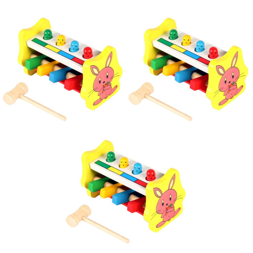 3Pièces Jouets Marteau Bébé En Bois Pour Filles Garçons 2