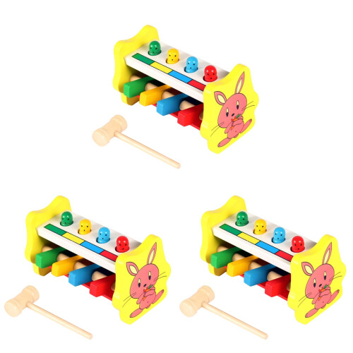 3Pièces Jouets Marteau Bébé En Bois Pour Filles Garçons 1
