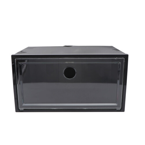 2Pcs Simple Black Shoes Storage Box Plastic with Easy Side Opening