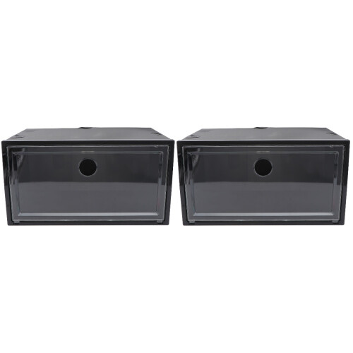 2Pcs Simple Black Shoes Storage Box Plastic with Easy Side Opening 1