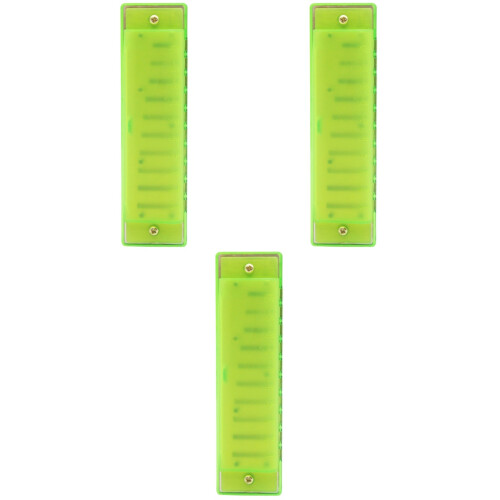 3Pièces Instrument Harmonica 10 Trous Vert Plastique Jouet Éducatif 2