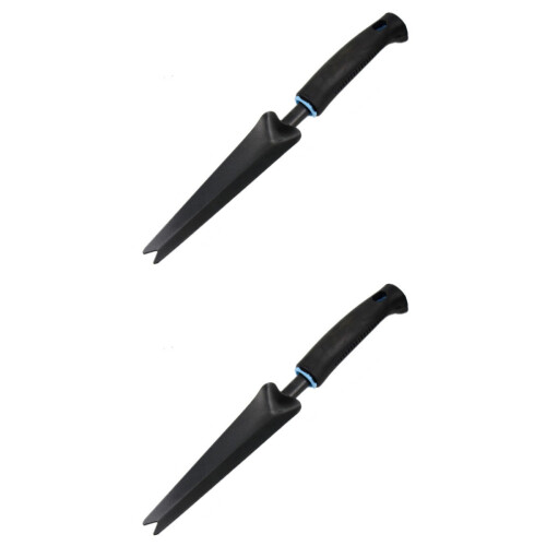 2Pièces Fourche Désherbeur Main Acier Carbone Manche Bois Antidérapant 2