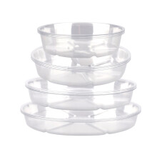 Vassoi di drenaggio in plastica trasparente per vasi da fiori, sottovasi di varie dimensioni con design scanalato e fondo ventilato, vassoio