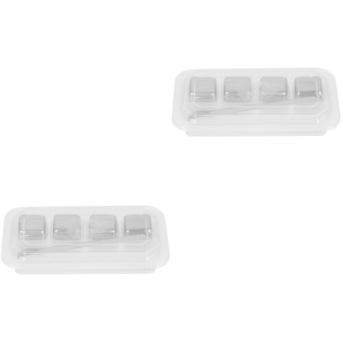 2Sets Silver Reusable Ice Cubes for Whiskey Wine Home Use 2