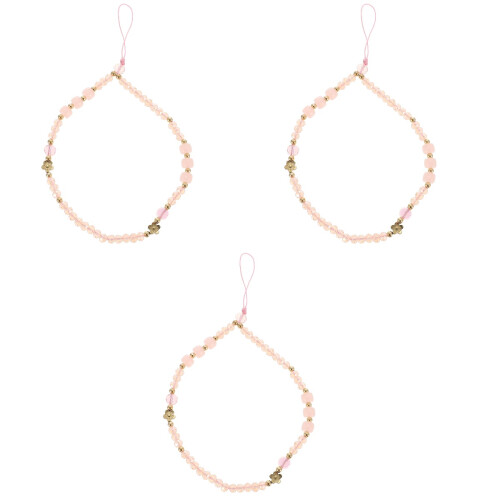 3Pcs Pink Phone Chain Rope Beaded Wrist Strap for Phone Security 2