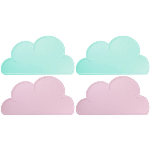 4Pcs Baby Silicone Placemat Cloud Shaped Portable Roll Up Table Mat 1
