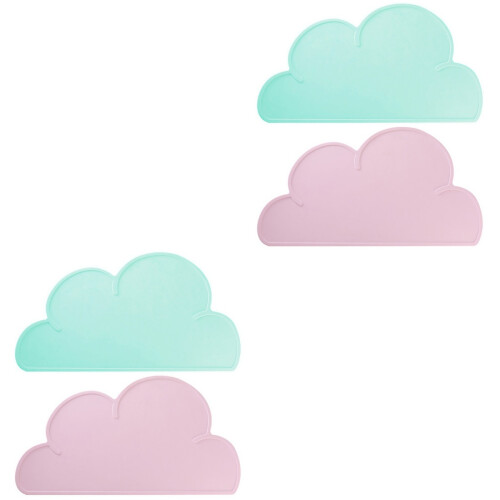 4Pcs Baby Silicone Placemat Cloud Shaped Portable Roll Up Table Mat 2
