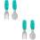 2Sets Green Baby Utensil Stainless Steel Fork Spoon Training Tableware 6