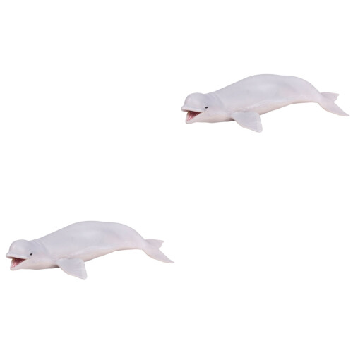 2Pcs White Model Marine Animal Toy Decorative Figurine 2