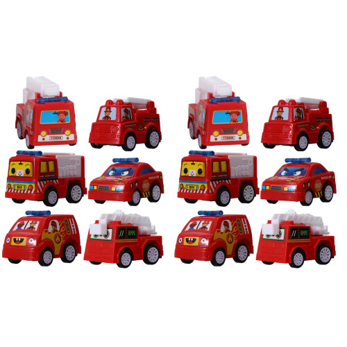 2Sets Red Fire Engine Model Push and Go Car Toys for Educational Play 1