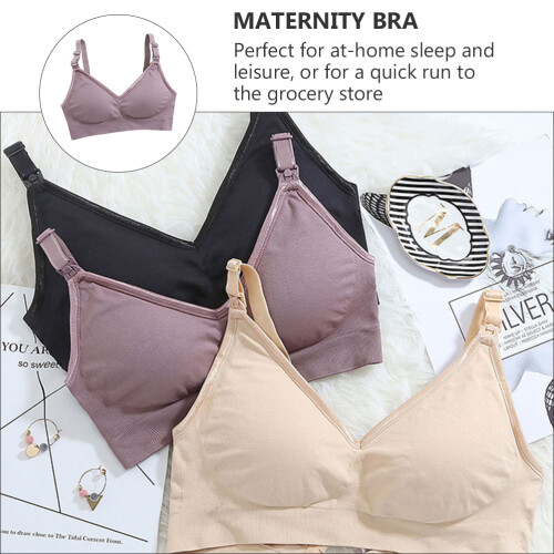 1Pc V Neck Brown Nursing Bra Maternity Bra Adjustable Shoulder Straps 2