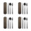 4Sets Black Stainless Steel Flatware Serving Kit for Students 4
