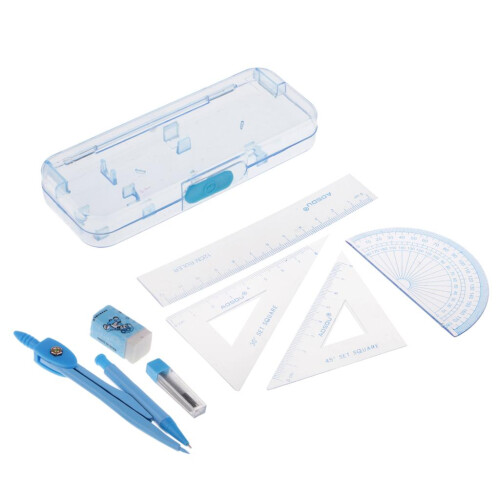 Compass Geometry Kit Math Set 7 Pcs for Students with Plastic Carrying