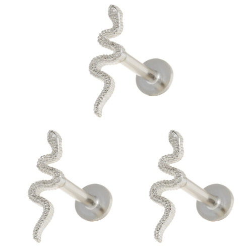 3Pcs Durable Silver Snake Earrings Tiny Minimalist Studs for Women 1