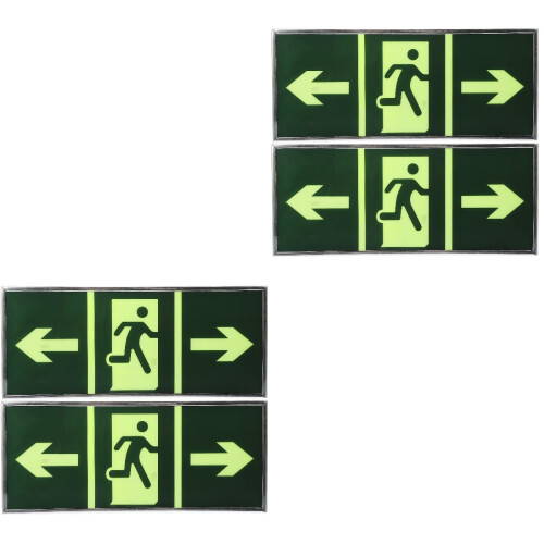 4Pcs Clear Fluorescent Green Acrylic Emergency Exit Wall Sticker 2