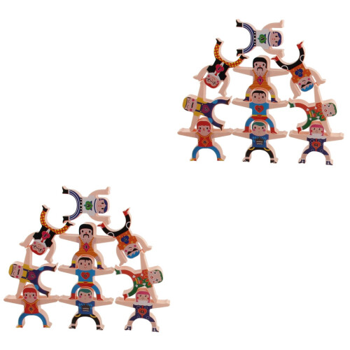 2Sets Creatieve Balansblokken Gekleurd Kinderspeelgoed Bouwspel 2