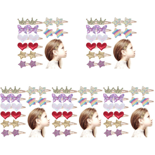 40Paren Schattige Kinder Haarclips Metaal Leer Accessoires 1