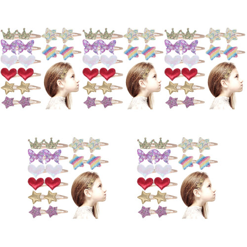 40Paren Schattige Kinder Haarclips Metaal Leer Accessoires 2