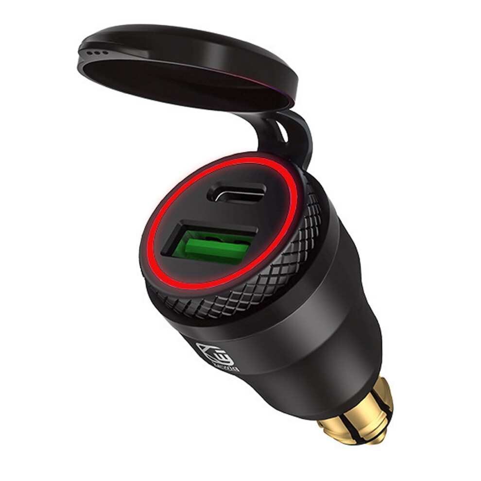 Premium DIN to USB Charging Adapter with LED Aperture and Safety Protection, Type C Power Delivery and Quick Charge 3.0 Output for BMW Motorcycle,-image-OPC-PS26GP7-NEW