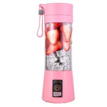Liquidificador portátil para smoothies com indução magnética segura, lâminas Six3D, material de qualidade alimentar, 400ml, rosa.