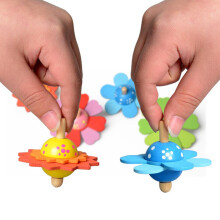 Colourful Flower Spinning Tops for Kids - Learning Toy Set of 4