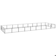 Chenil exterior gaiola cercado parque animais cão preto 27 m² aço 02_0000517