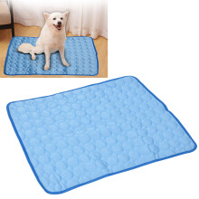 Breathable Dog Cat Cooling Mat Summer Bed L Blue Pet Ice Silk Pad