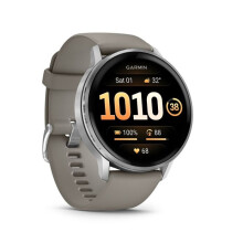 Orologio connesso Garmin Venu 4 nero e argento - cinturino in silicone grigio - 45mm