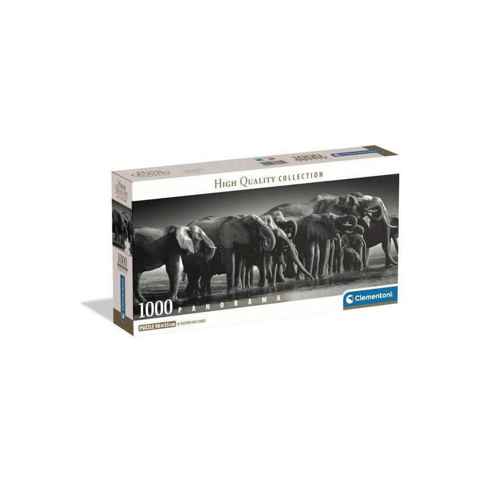 Clementoni - Compact 1000 Pieces Panorama - Herd Of Giants