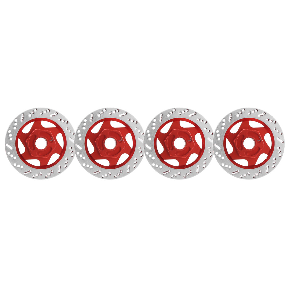 4Pcs Aluminum Alloy Rc Brake Discs For 1:10 Cars, Red 3721378885446