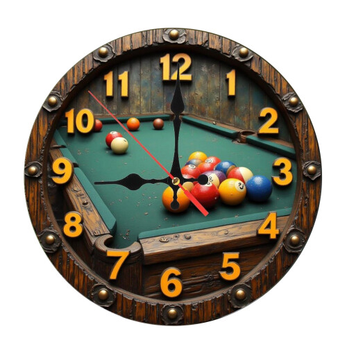 Zeitgenössische Acryl-Wanduhr,-10-Zoll-Billard