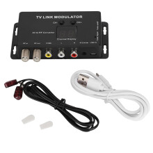 IR-jatke tukee AV-RF UHF-modulaattoria RCA-koaksiaalisovitinta, kompakti RF-modulaattori UHF-demodulaattorimuunnin, säädettävä lähtövahvistus,