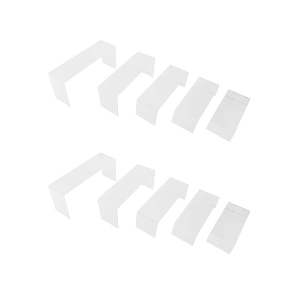 Semoic 10 Pack Clear Acrylic Display Risers, 5 Sizes Acrylic Jewelry Display Riser Shelf Showcase Fixtures For Cake, Display