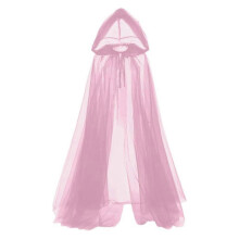 (150cm, Pink) Sheer Hooded Cloak Long Wedding Shawl Breathable Sheer Shoulder Wrap For Summer Beach Wedding and Special Occasion  Red 150cm