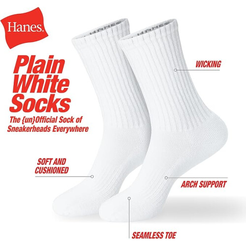 Hanes Unisex Plain Socks Crew and Ankle 6-Packs 2
