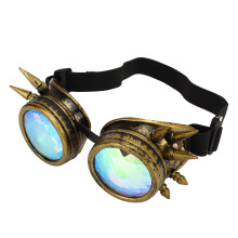 Halloween-Kaleidoskop-Rave-Brille Regenbogen-Kristalllinsen Verstellbar Steampunk Bronze