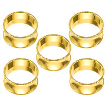Contemporary Ball Alloy Napkin Rings Glossy Round Ornament-Gold