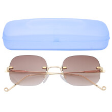 Unisex-Sonnenbrille, randlos, rahmenloses Design, UV-Schutz, polarisierte Gläser, leicht, schlanke Metallbügel, verstellbare Nasenpads