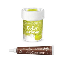 Corante alimentar verde aroma maçã + Caneta de chocolate