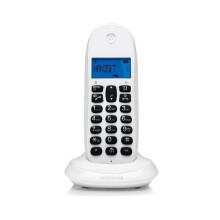 Kabelloses Telefon Motorola C1001CB+ weiß mit blau hinterleuchtetem Display, Freisprechfunktion, 50 Kontakte im Telefonbuch, Steuerung