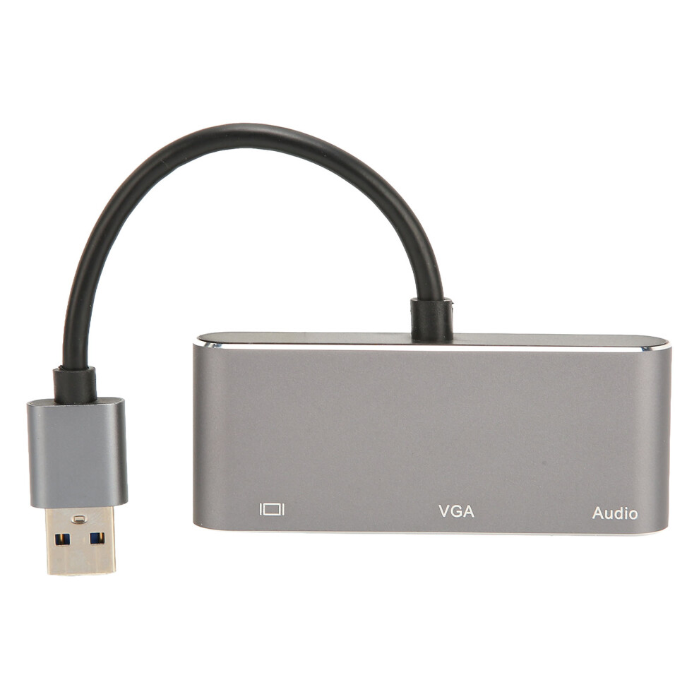 Usb3.0 To Hdmi Vga Adapter 1080P 3-In-1 Hub Silver/Gray 4241372869772