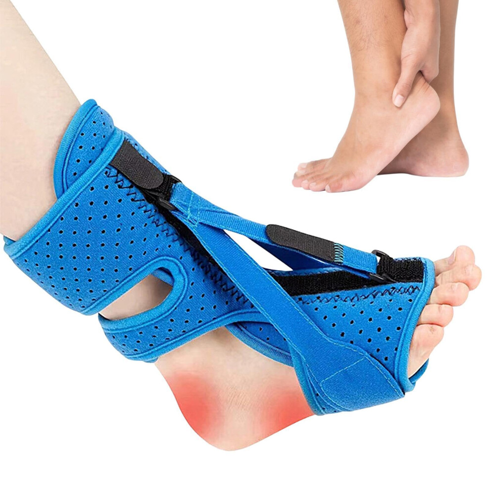 Blue Breathable Plantar Fasciitis Night Splint Sock Adjustable Relief Orthosis Â